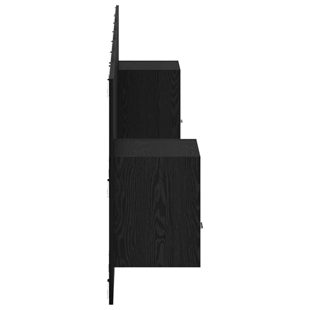 vidaXL Zagłówek z szafką 3 pcs Czarny Dąb Materiał drewnopochodny
