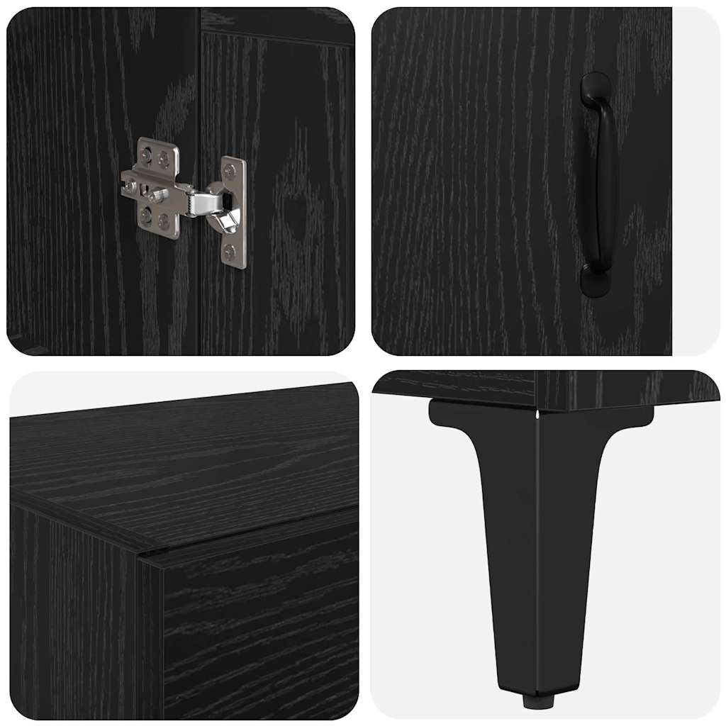 vidaXL Highboard Czarny Dąb 69,5 x 34 x 180 cm Materiał drewnopochodny