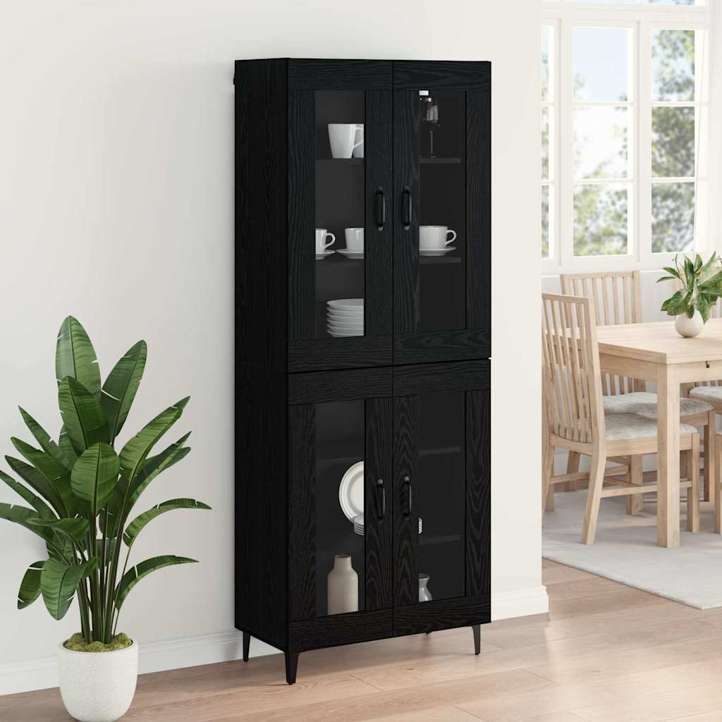 vidaXL Highboard Czarny Dąb 69,5 x 34 x 180 cm Materiał drewnopochodny