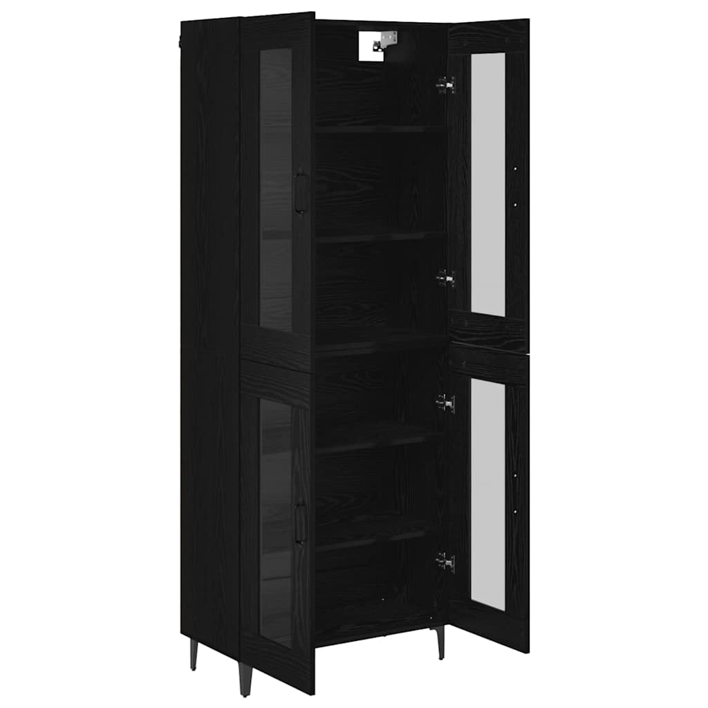 vidaXL Highboard Czarny Dąb 69,5 x 34 x 180 cm Materiał drewnopochodny