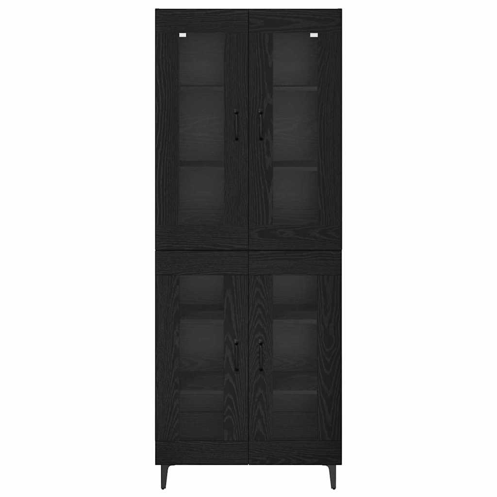 vidaXL Highboard Czarny Dąb 69,5 x 34 x 180 cm Materiał drewnopochodny
