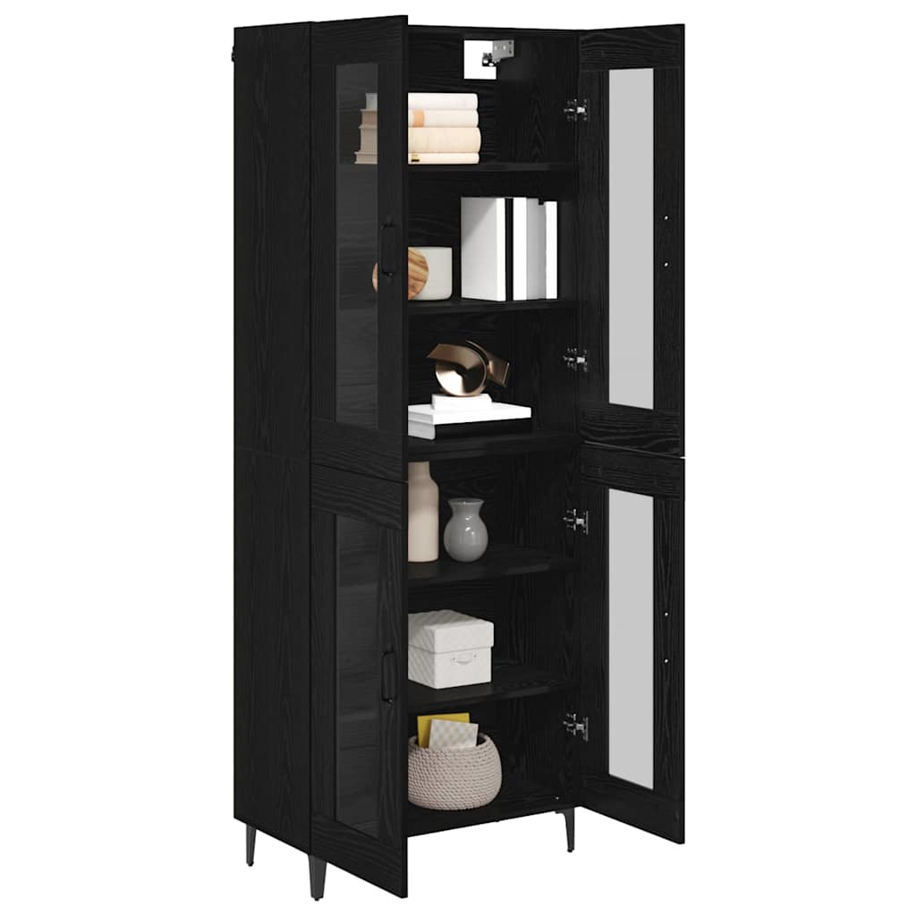 vidaXL Highboard Czarny Dąb 69,5 x 34 x 180 cm Materiał drewnopochodny