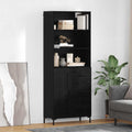 vidaXL Highboard Czarny Dąb 69,5 x 34 x 180 cm Materiał drewnopochodny