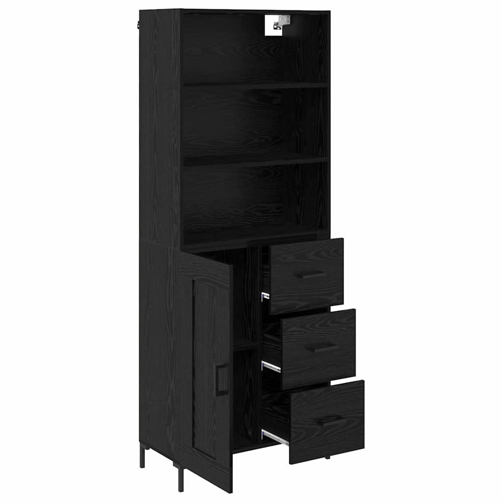 vidaXL Highboard Czarny Dąb 69,5 x 34 x 180 cm Materiał drewnopochodny