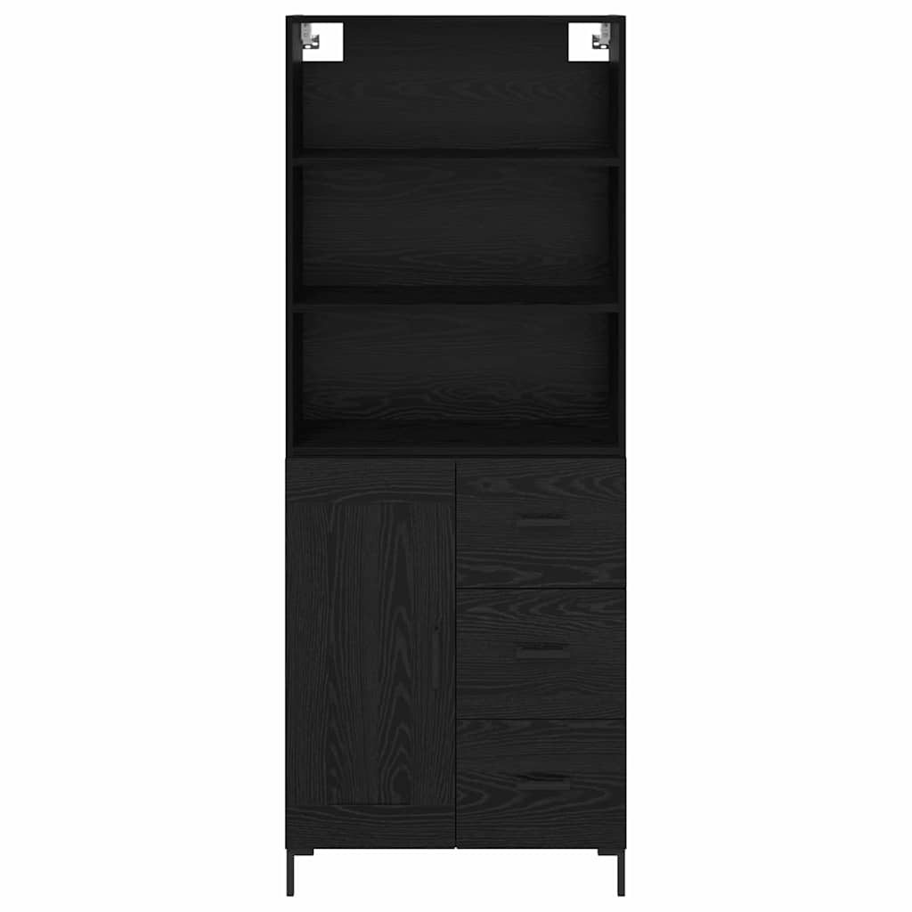 vidaXL Highboard Czarny Dąb 69,5 x 34 x 180 cm Materiał drewnopochodny