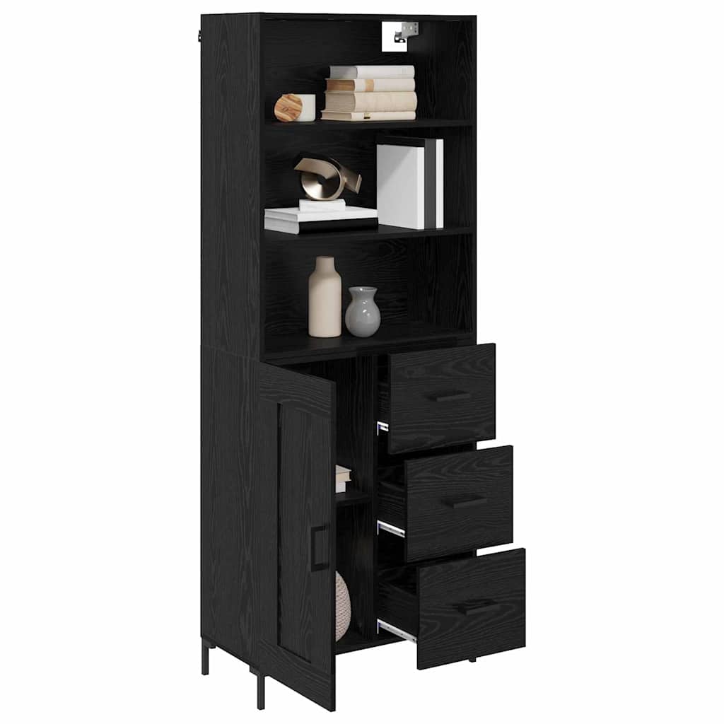 vidaXL Highboard Czarny Dąb 69,5 x 34 x 180 cm Materiał drewnopochodny