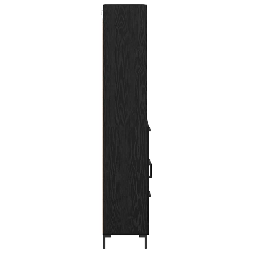 vidaXL Highboard Czarny Dąb 69,5 x 34 x 180 cm Materiał drewnopochodny
