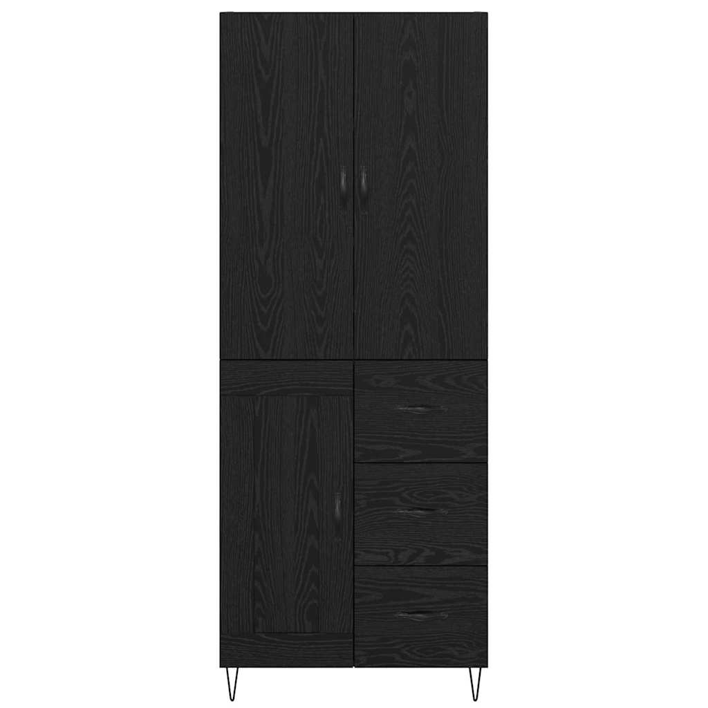 vidaXL Highboard 2 pcs Czarny Dąb Drewno inżynieryjne i szkło