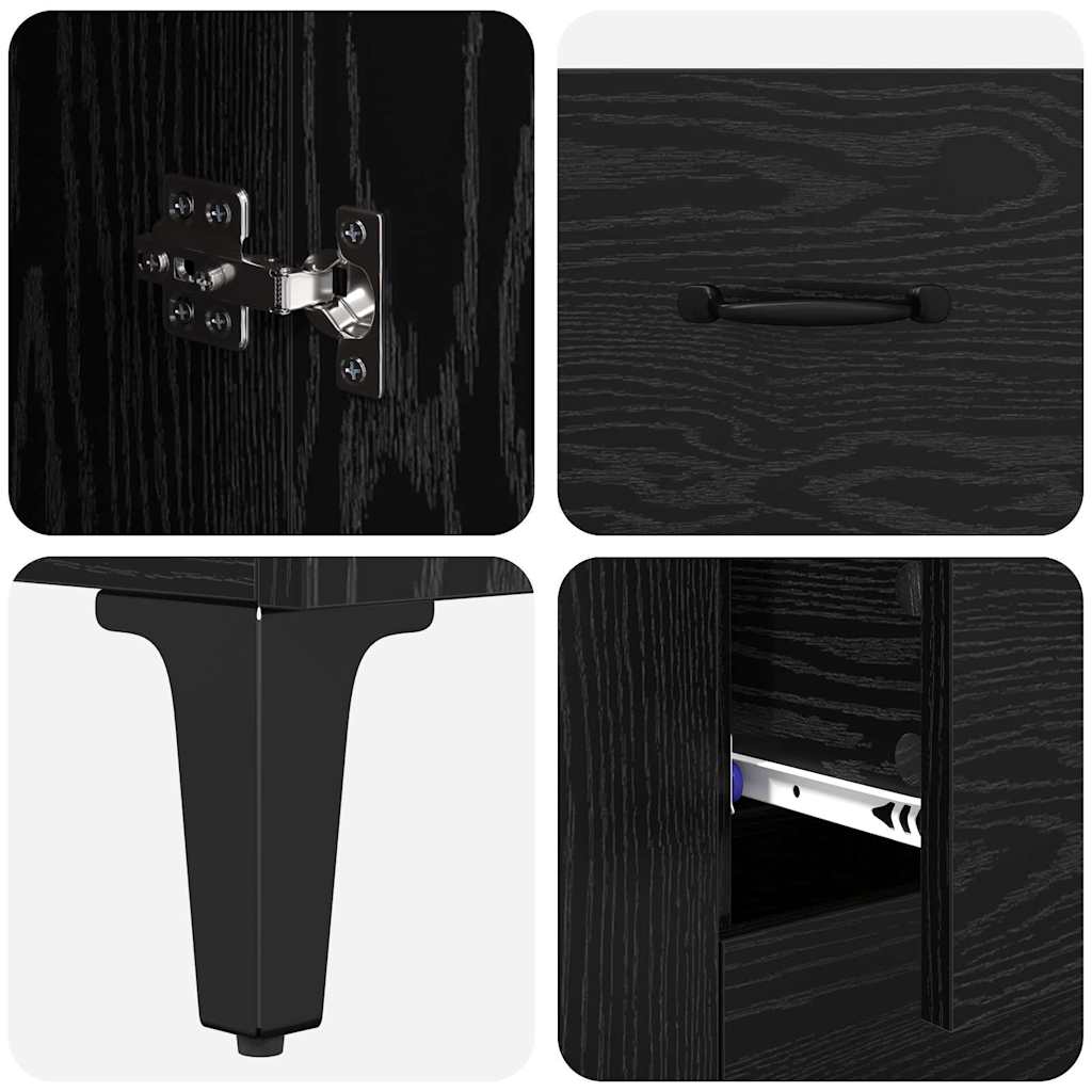 vidaXL Highboard Czarny Dąb 69,5 x 34 x 180 cm Materiał drewnopochodny