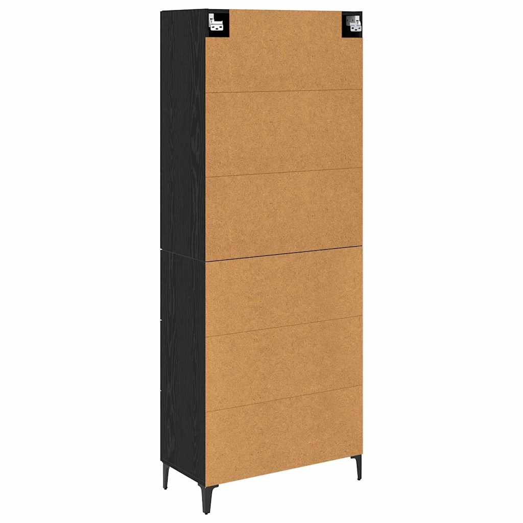 vidaXL Highboard Czarny Dąb 69,5 x 34 x 180 cm Materiał drewnopochodny