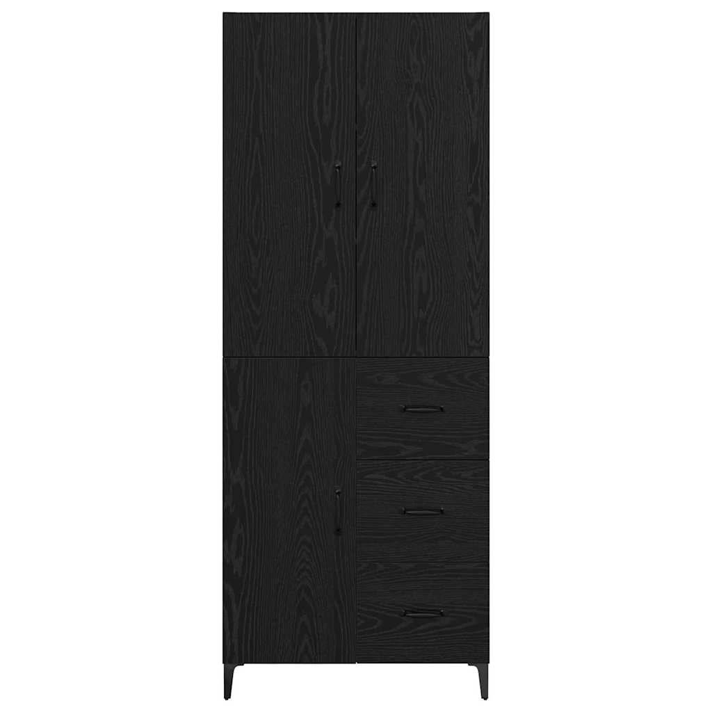 vidaXL Highboard Czarny Dąb 69,5 x 34 x 180 cm Materiał drewnopochodny