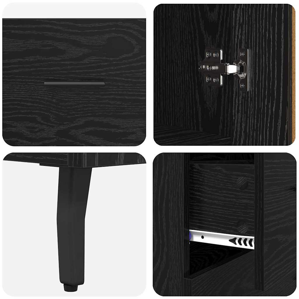 vidaXL Highboard z szufladą 2 pcs Czarny Dąb Materiał drewnopochodny