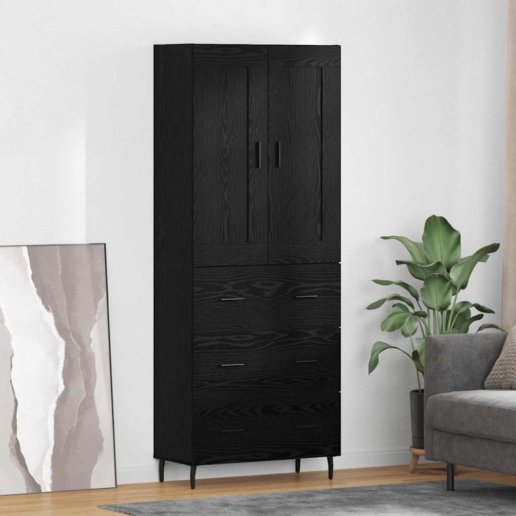 vidaXL Highboard z szufladą 2 pcs Czarny Dąb Materiał drewnopochodny
