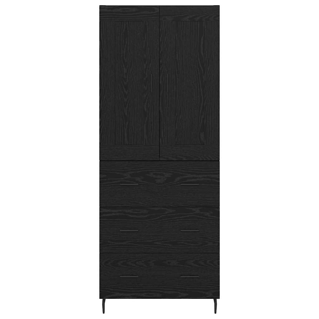 vidaXL Highboard z szufladą 2 pcs Czarny Dąb Materiał drewnopochodny