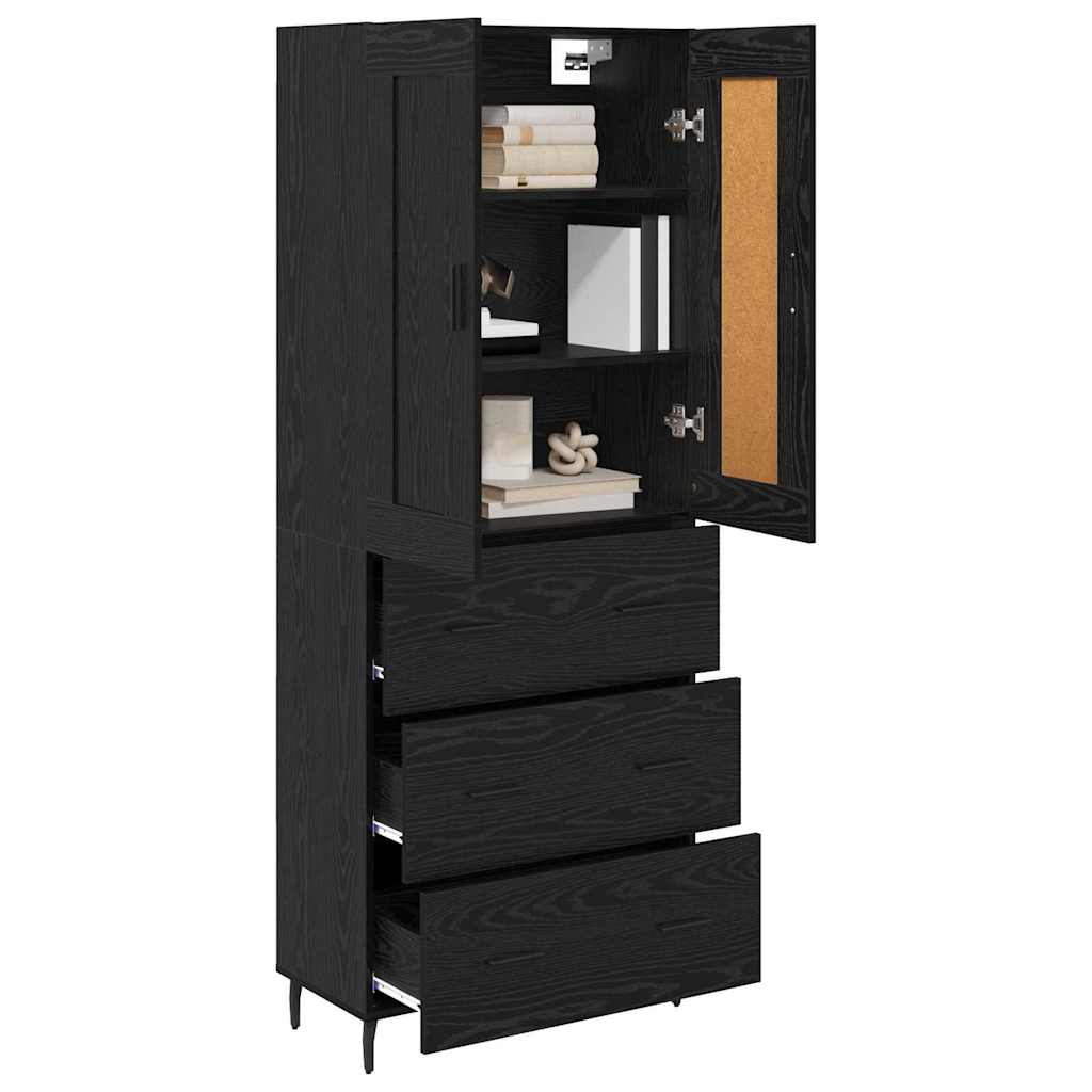 vidaXL Highboard z szufladą 2 pcs Czarny Dąb Materiał drewnopochodny
