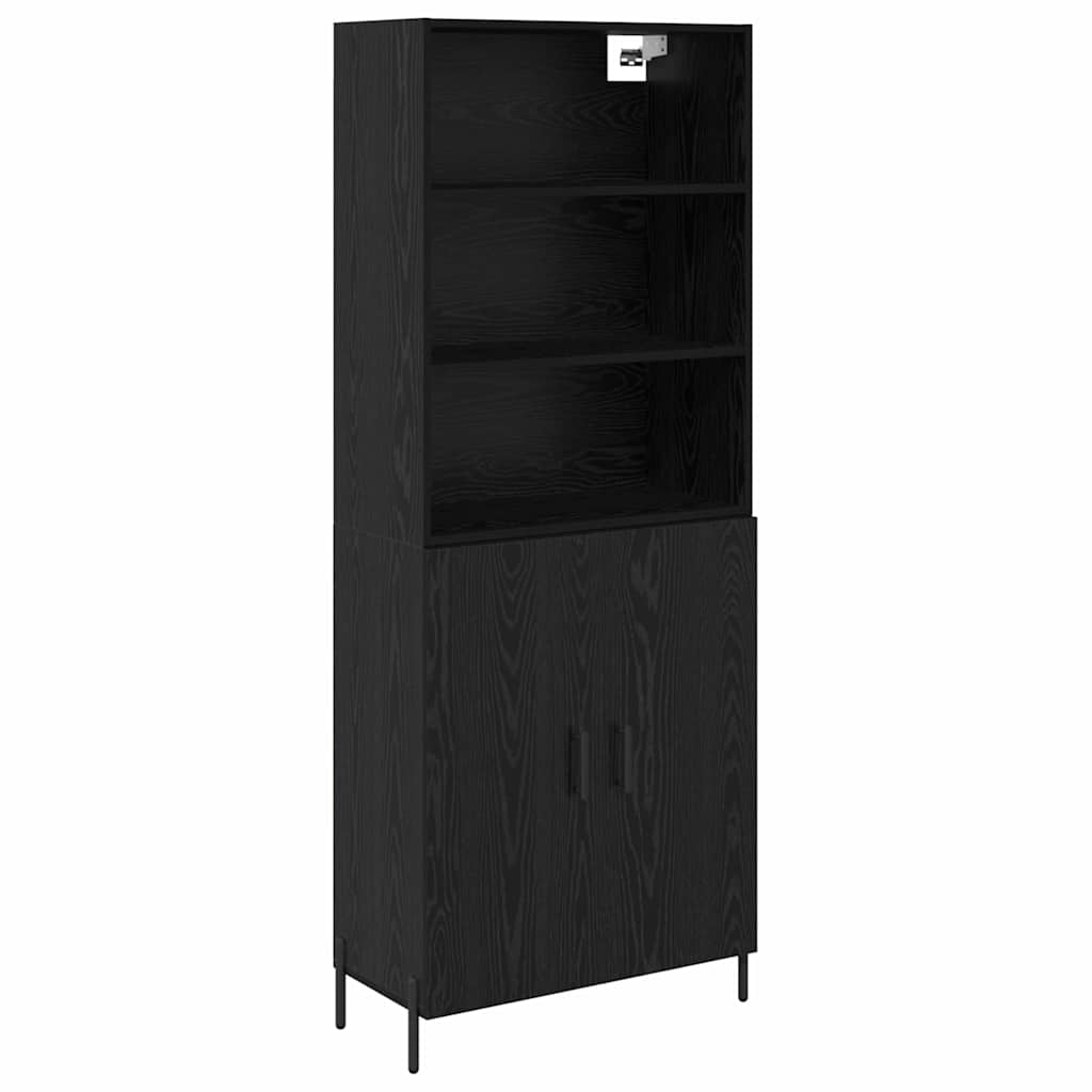 vidaXL Highboard Czarny Dąb 69,5 x 34 x 180 cm Materiał drewnopochodny