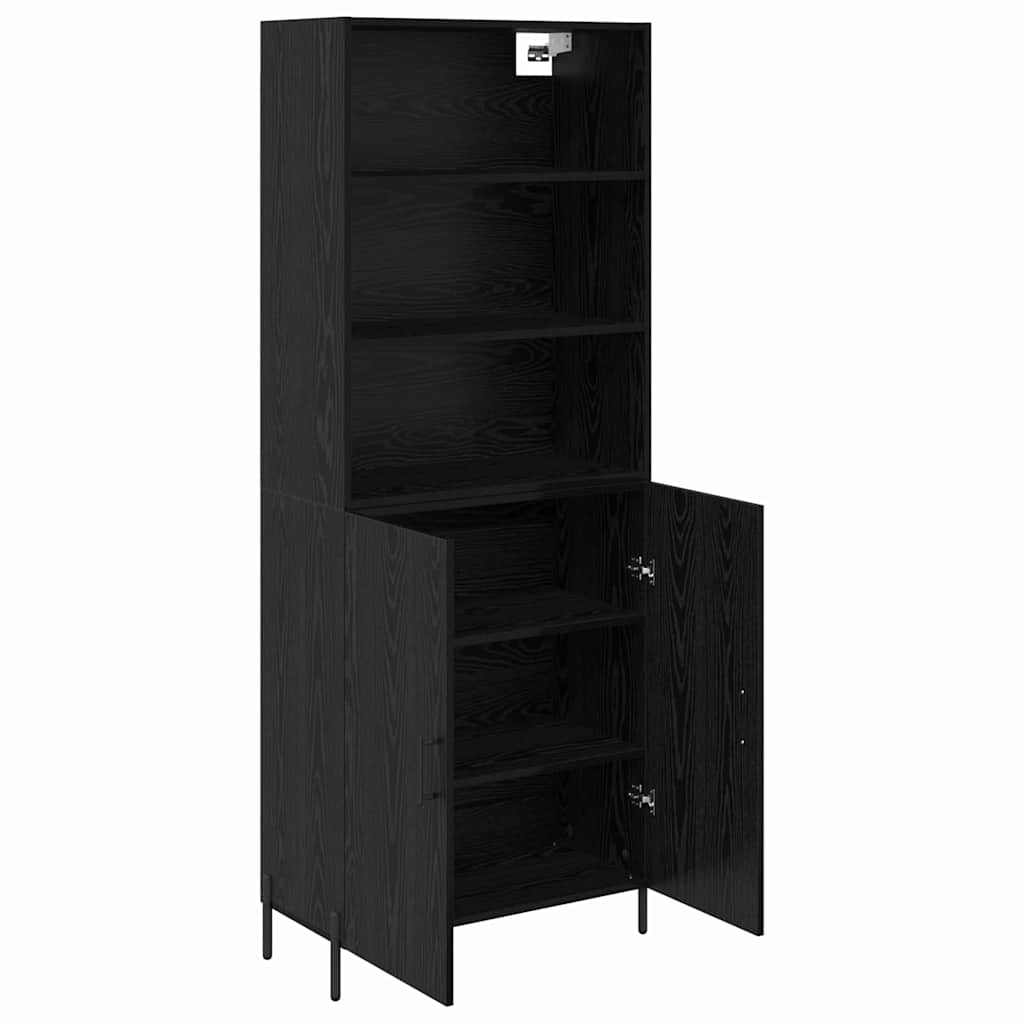 vidaXL Highboard Czarny Dąb 69,5 x 34 x 180 cm Materiał drewnopochodny