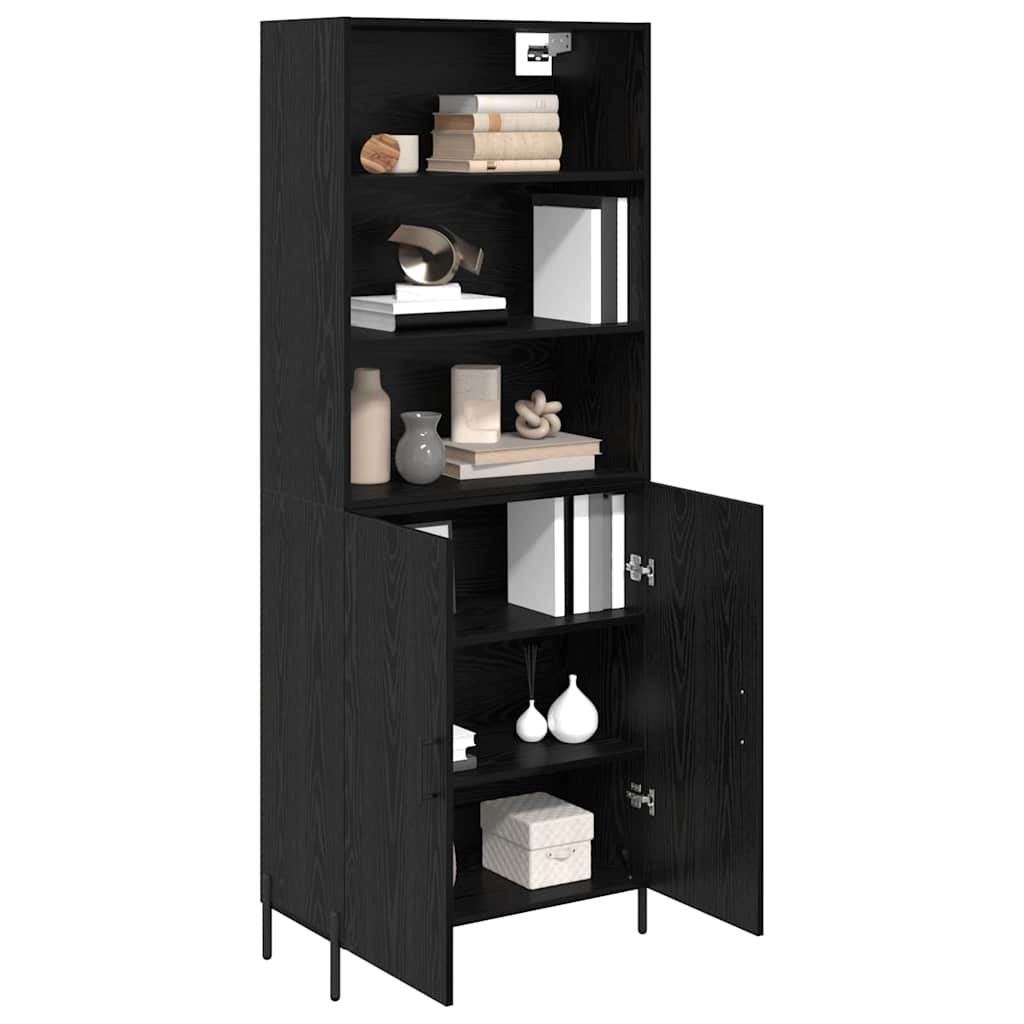 vidaXL Highboard Czarny Dąb 69,5 x 34 x 180 cm Materiał drewnopochodny