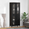vidaXL Highboard Czarny Dąb 69,5 x 34 x 180 cm Materiał drewnopochodny