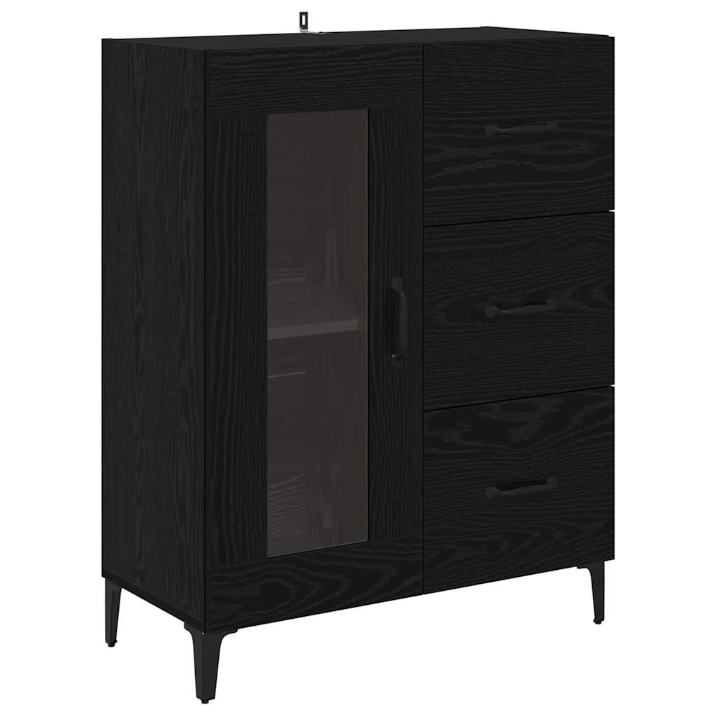 vidaXL Highboard Czarny Dąb 69,5 x 34 x 180 cm Materiał drewnopochodny
