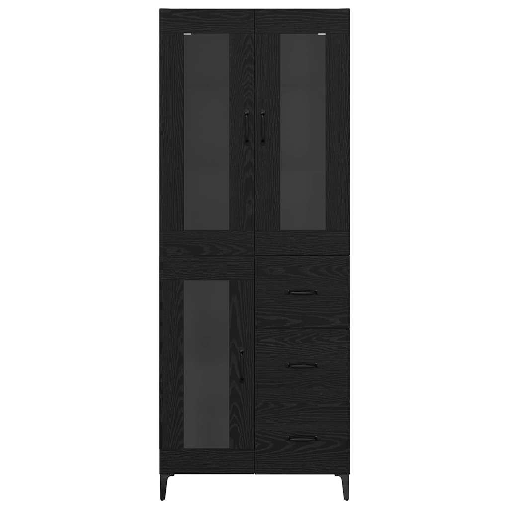 vidaXL Highboard Czarny Dąb 69,5 x 34 x 180 cm Materiał drewnopochodny