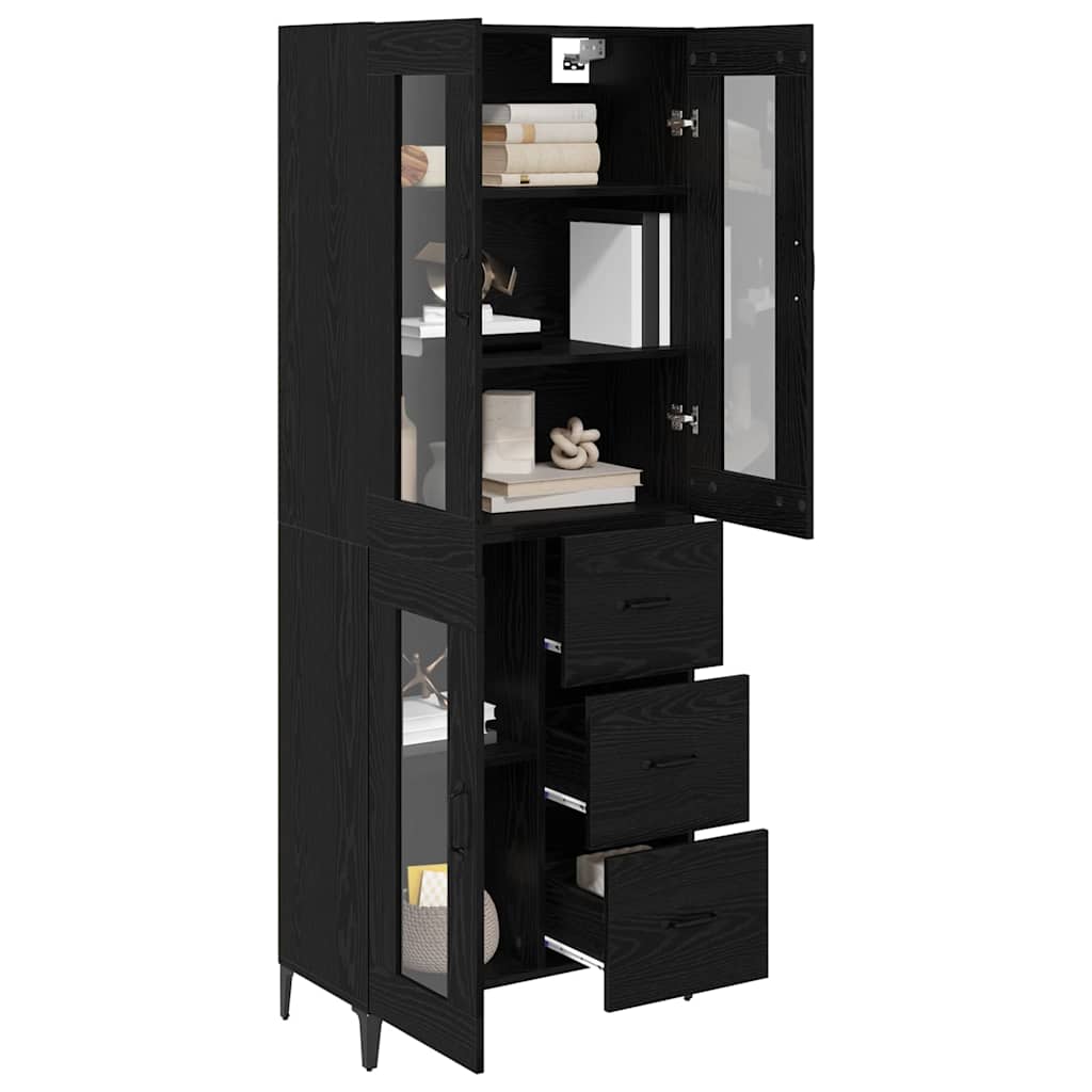 vidaXL Highboard Czarny Dąb 69,5 x 34 x 180 cm Materiał drewnopochodny
