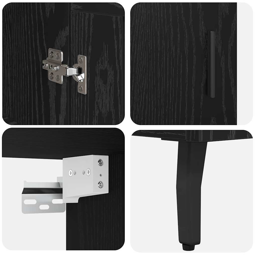 vidaXL Highboard 2 pcs Czarny Dąb Materiał drewnopochodny