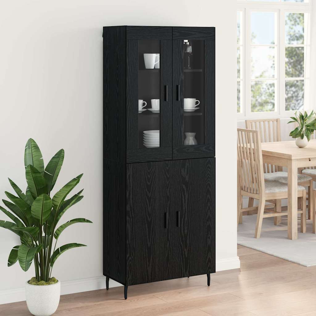 vidaXL Highboard 2 pcs Czarny Dąb Materiał drewnopochodny