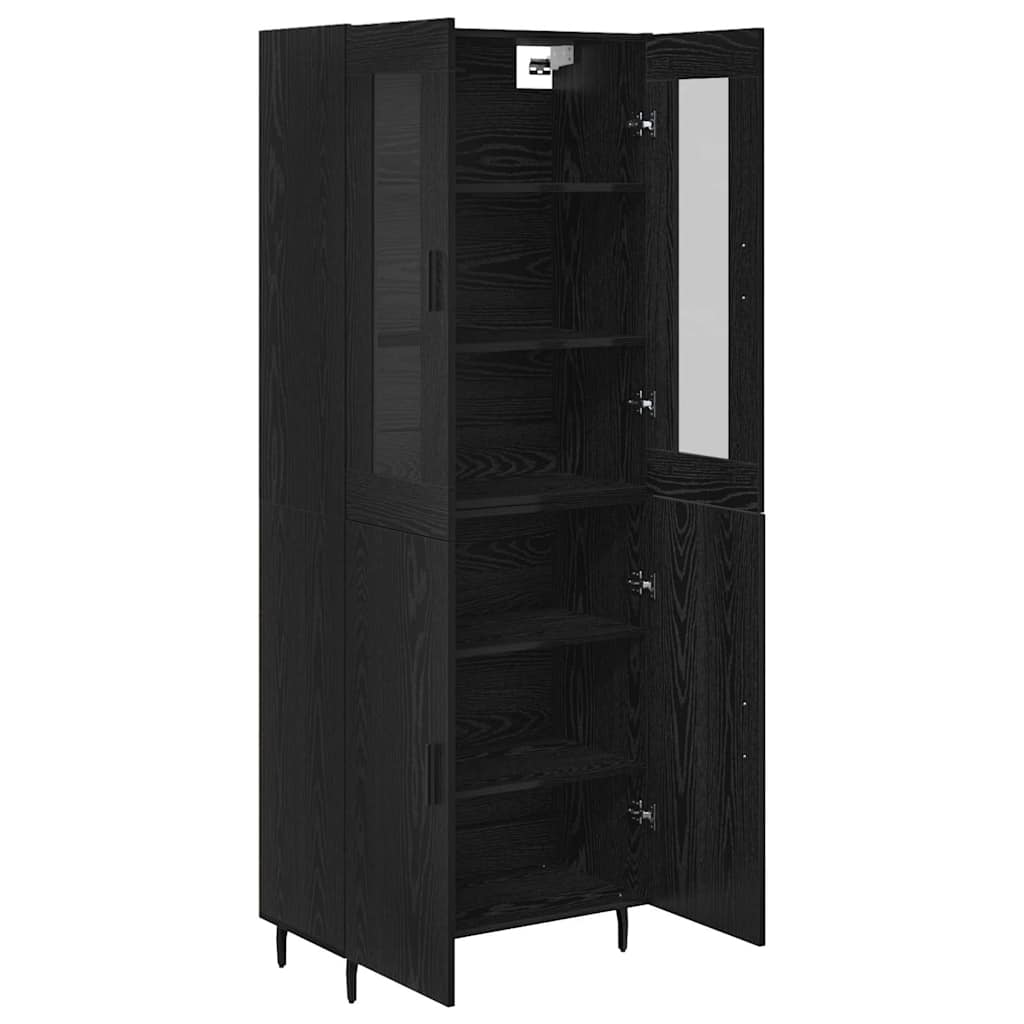 vidaXL Highboard 2 pcs Czarny Dąb Materiał drewnopochodny