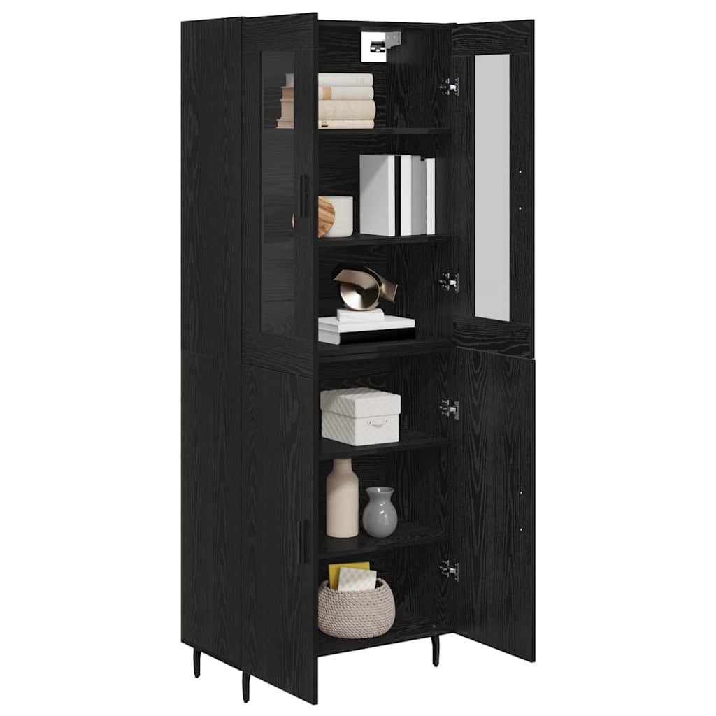 vidaXL Highboard 2 pcs Czarny Dąb Materiał drewnopochodny