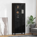 vidaXL Highboard 2 pcs Czarny Dąb Drewno inżynieryjne i szkło