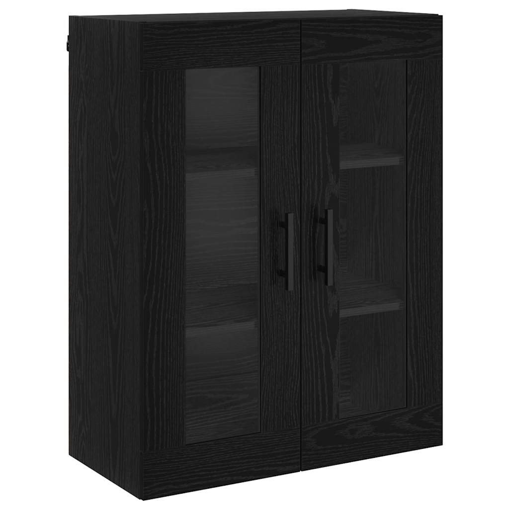 vidaXL Highboard 2 pcs Czarny Dąb Drewno inżynieryjne i szkło