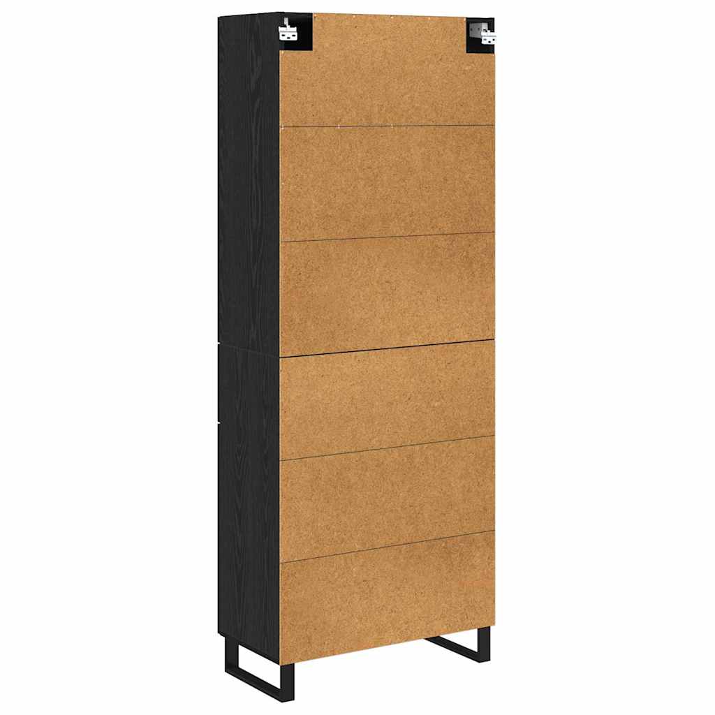 vidaXL Highboard 2 pcs Czarny Dąb Drewno inżynieryjne i szkło