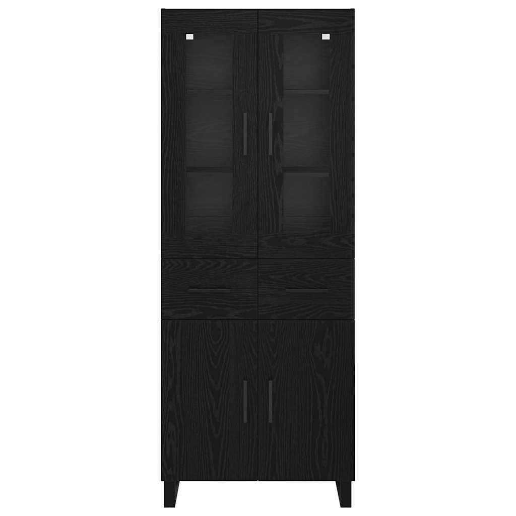 vidaXL Highboard 2 pcs Czarny Dąb Drewno inżynieryjne i szkło