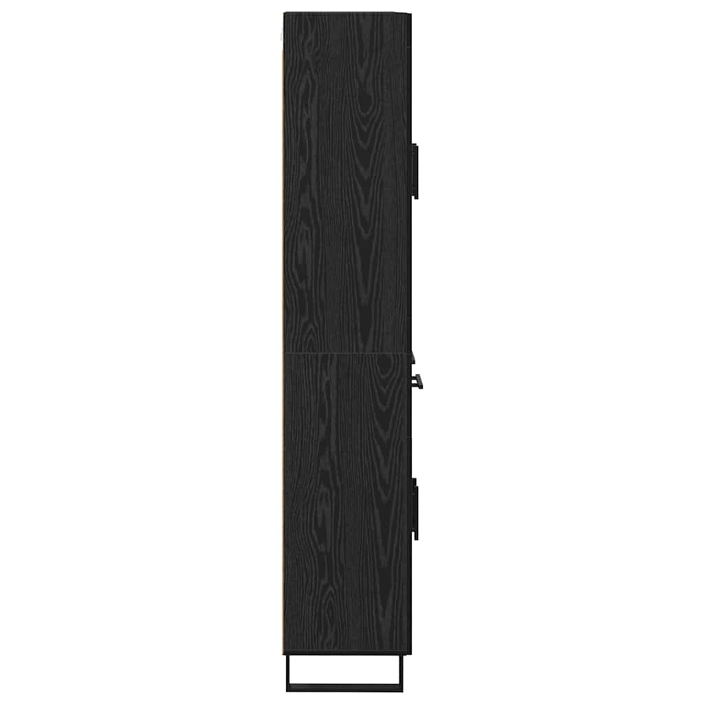 vidaXL Highboard 2 pcs Czarny Dąb Drewno inżynieryjne i szkło