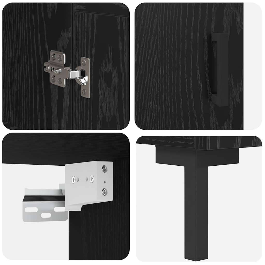 vidaXL Highboard Czarny Dąb 69,5 x 34 x 180 cm Materiał drewnopochodny