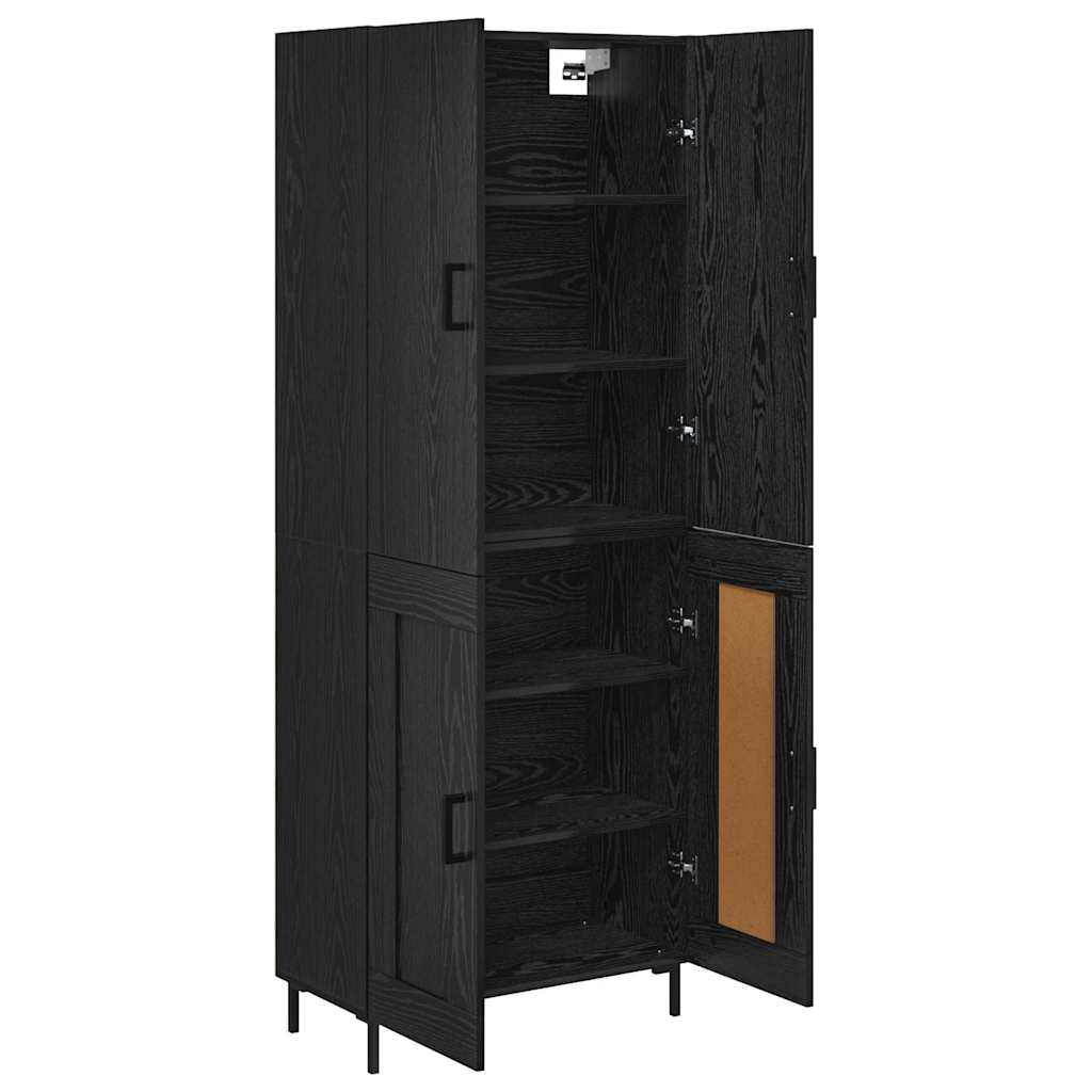 vidaXL Highboard Czarny Dąb 69,5 x 34 x 180 cm Materiał drewnopochodny