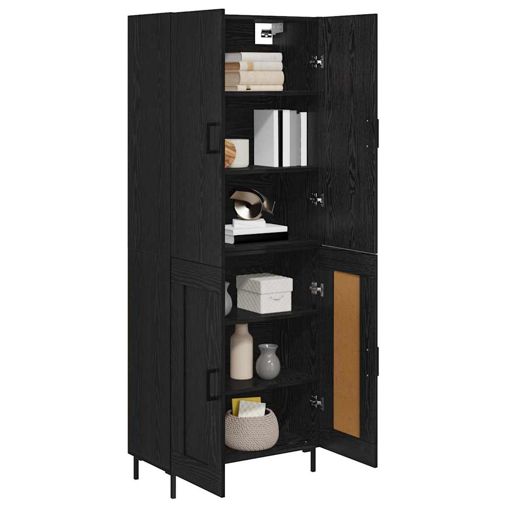 vidaXL Highboard Czarny Dąb 69,5 x 34 x 180 cm Materiał drewnopochodny