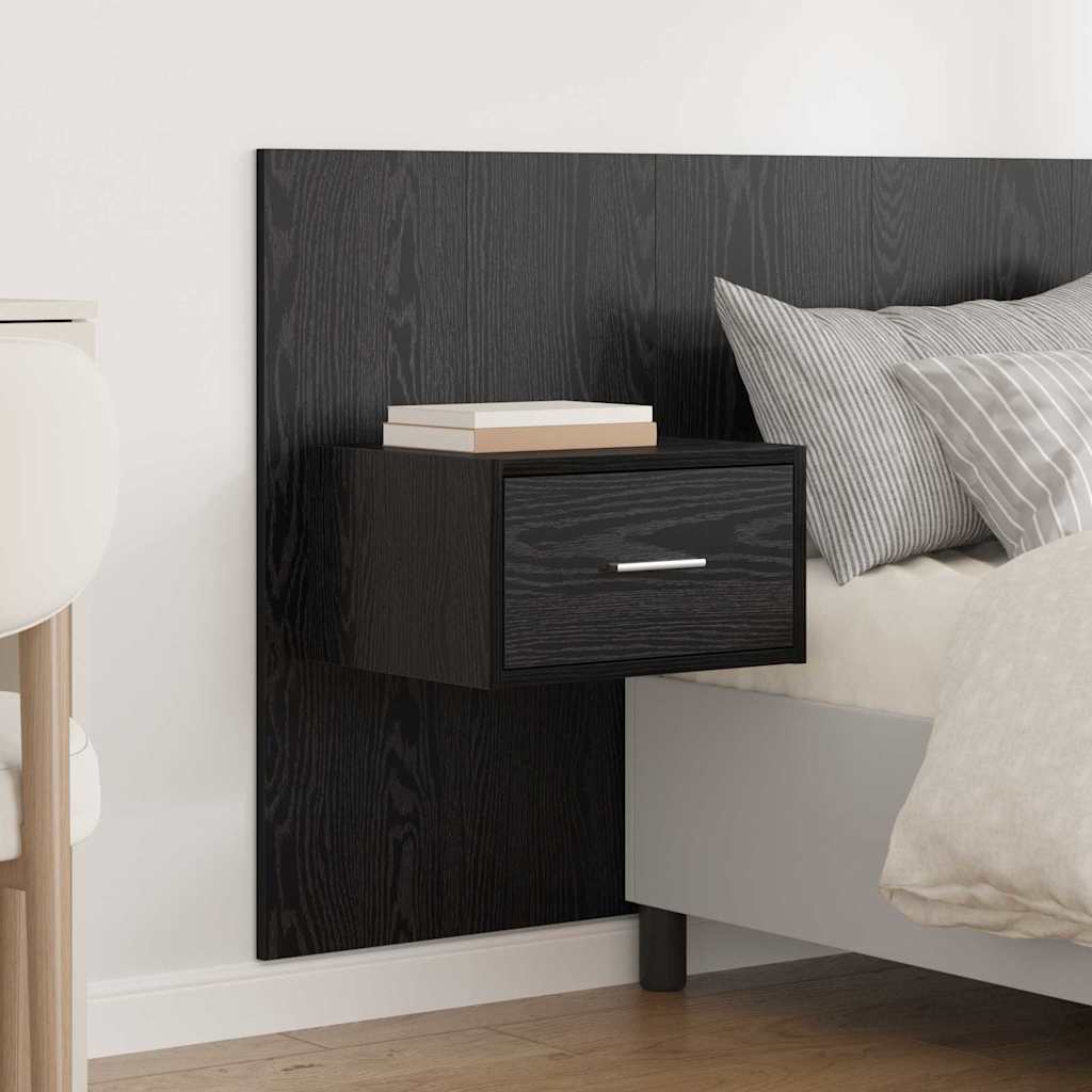 vidaXL Zagłówek z szafką 3 pcs Czarny Dąb Materiał drewnopochodny
