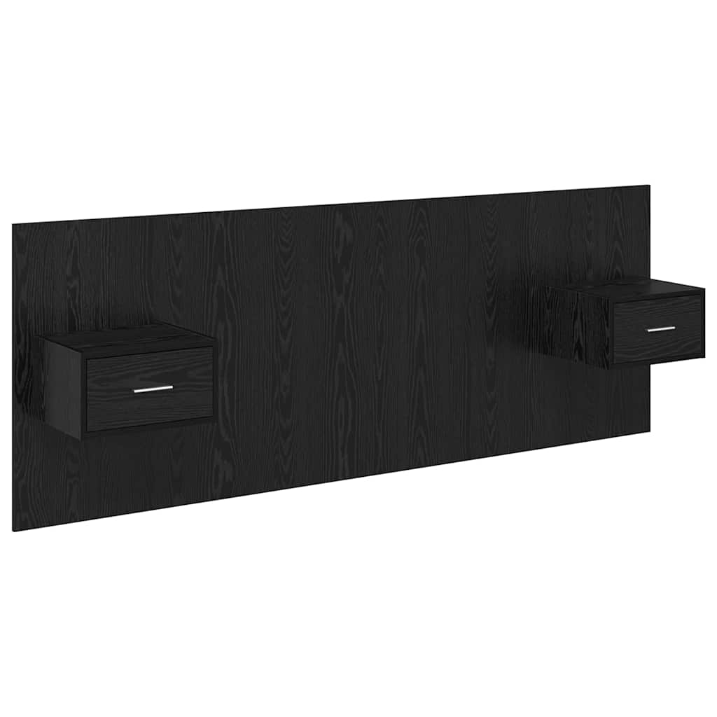 vidaXL Zagłówek z szafką 3 pcs Czarny Dąb Materiał drewnopochodny