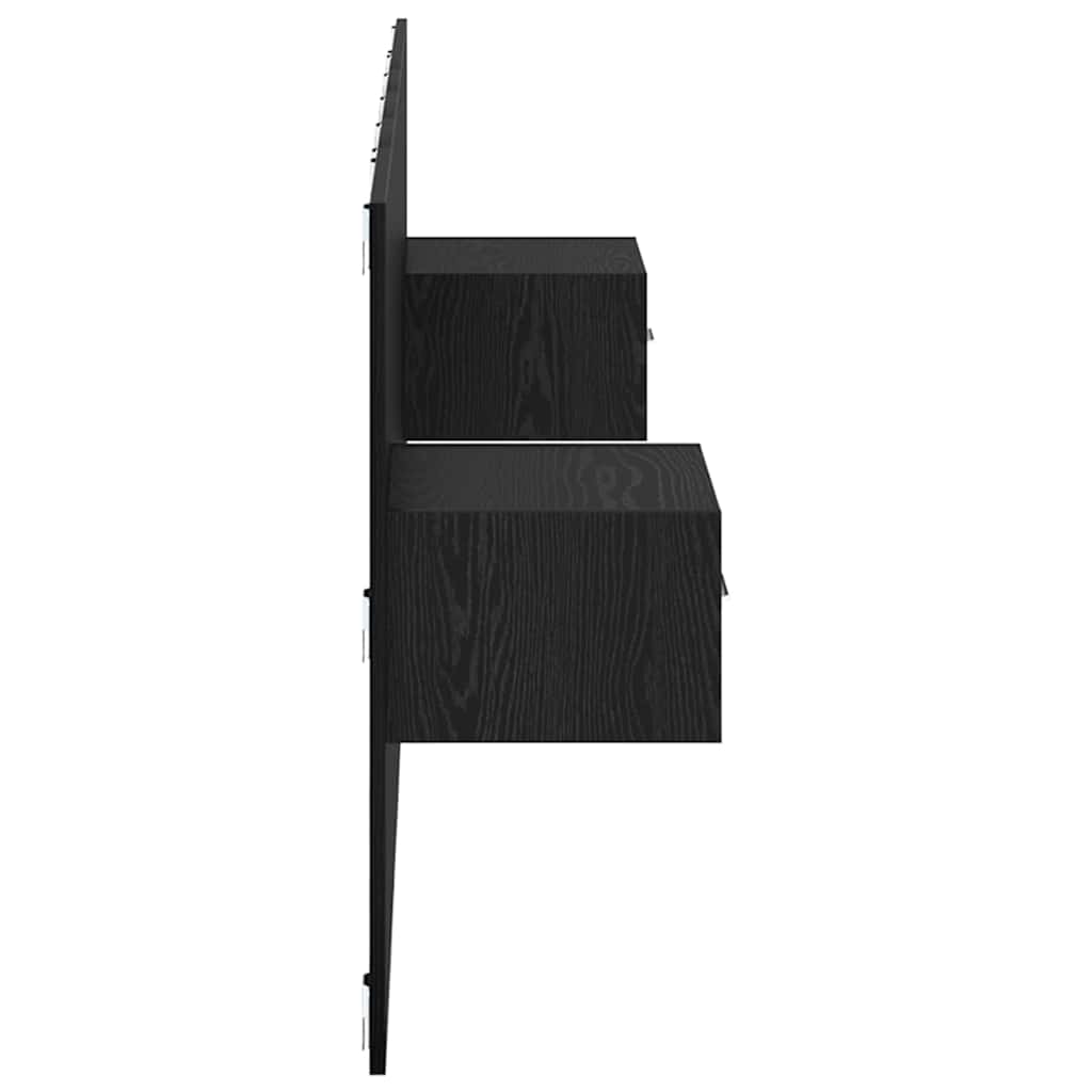 vidaXL Zagłówek z szafką 3 pcs Czarny Dąb Materiał drewnopochodny