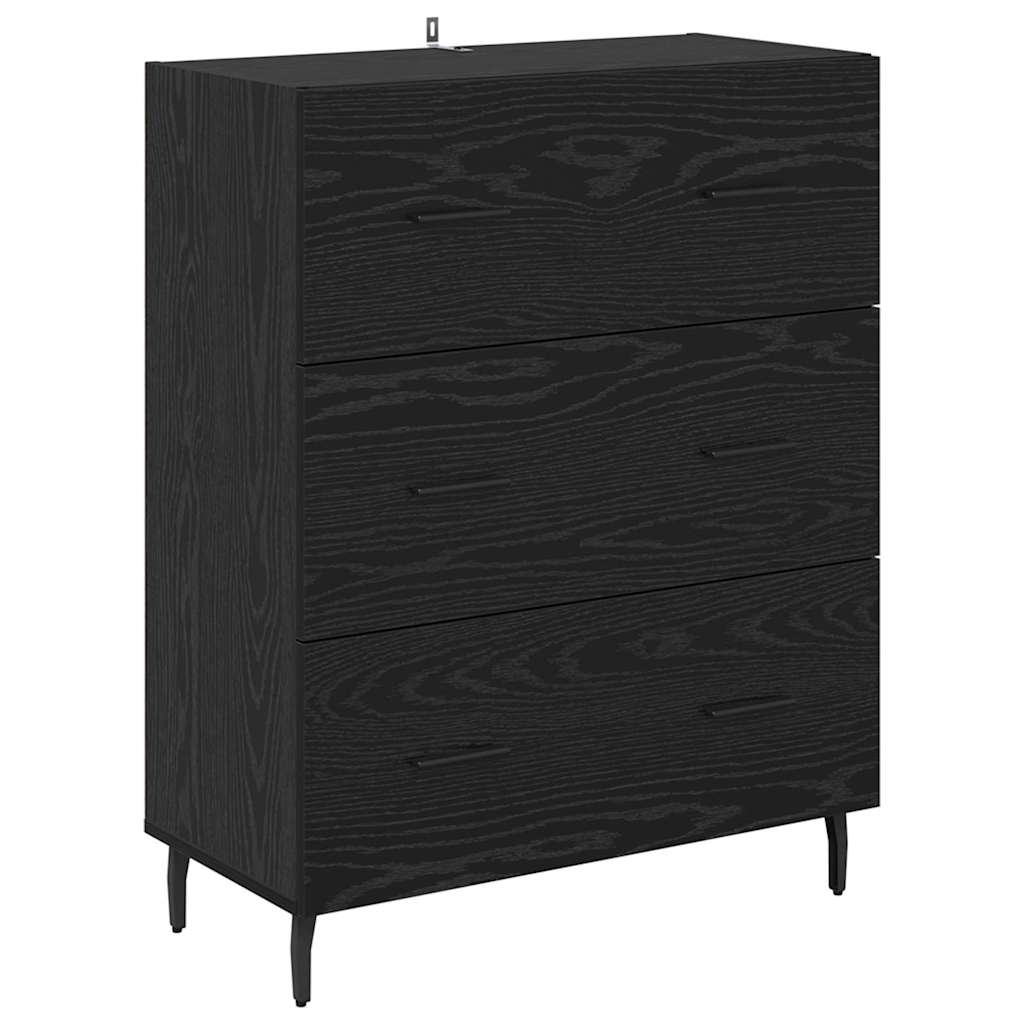 vidaXL Highboard 2 pcs Czarny dąb Drewno inżynieryjne i szkło