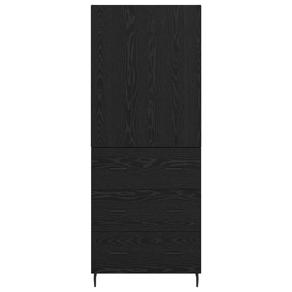 vidaXL Highboard 2 pcs Czarny dąb Drewno inżynieryjne i szkło