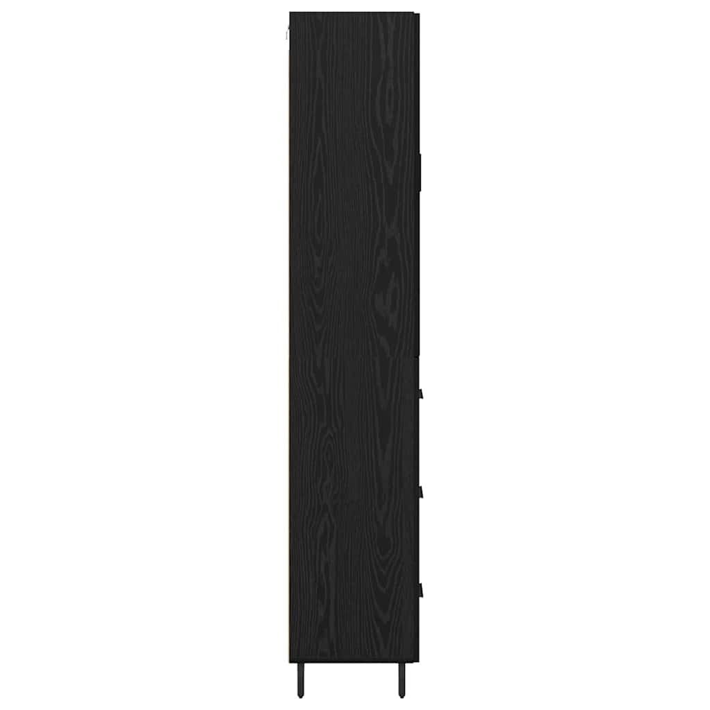 vidaXL Highboard 2 pcs Czarny dąb Drewno inżynieryjne i szkło