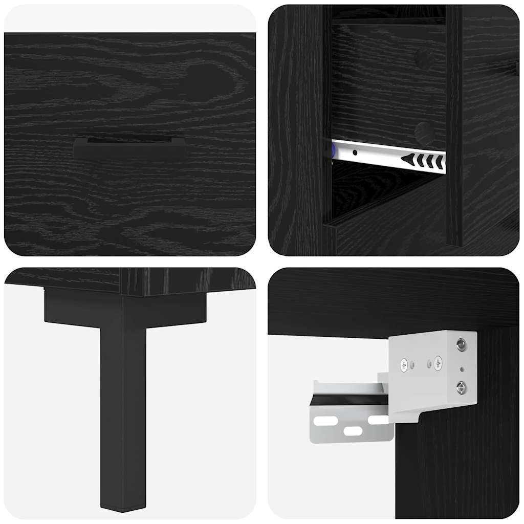 vidaXL Highboard Czarny Dąb 69,5 x 34 x 180 cm Materiał drewnopochodny