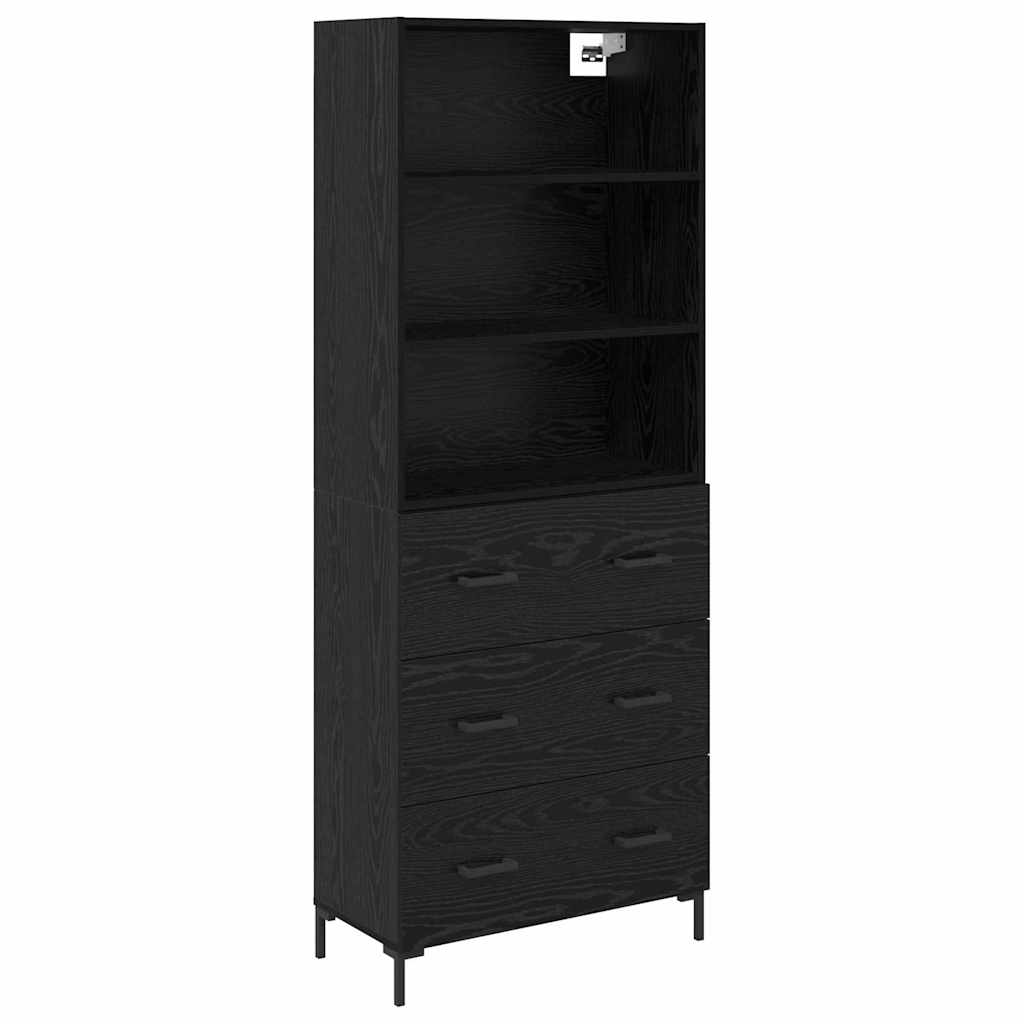 vidaXL Highboard Czarny Dąb 69,5 x 34 x 180 cm Materiał drewnopochodny