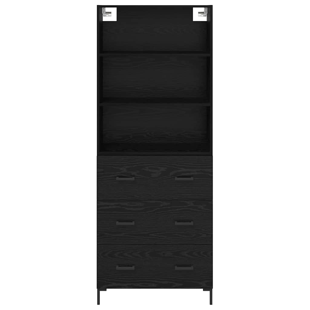 vidaXL Highboard Czarny Dąb 69,5 x 34 x 180 cm Materiał drewnopochodny