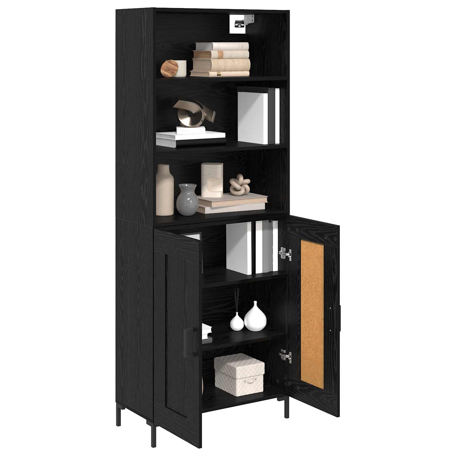 vidaXL Highboard Czarny Dąb 69,5 x 34 x 180 cm Materiał drewnopochodny