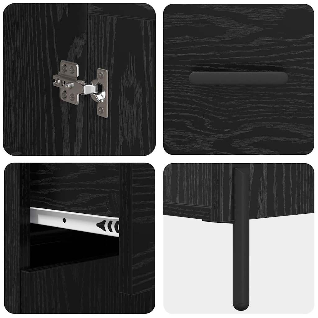 vidaXL Highboard Czarny Dąb 69,5 x 34 x 180 cm Materiał drewnopochodny