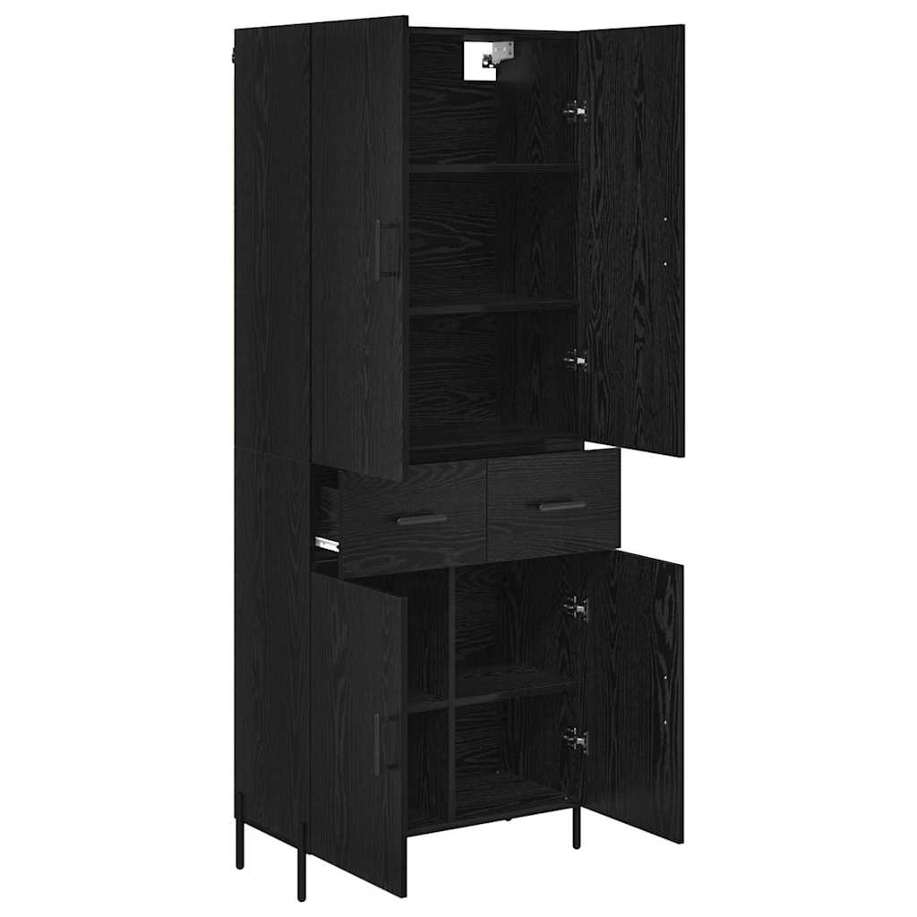 vidaXL Highboard Czarny Dąb 69,5 x 34 x 180 cm Materiał drewnopochodny